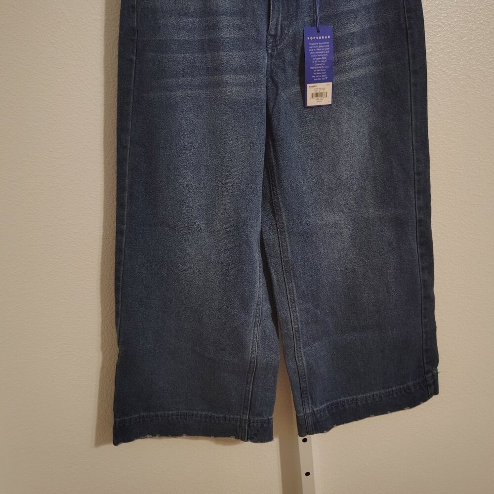 Popsugar Cropped Wide Leg Jeans Size 2 NWT High Rise Cotton 23.5 " Inseam - Picture 9 of 14